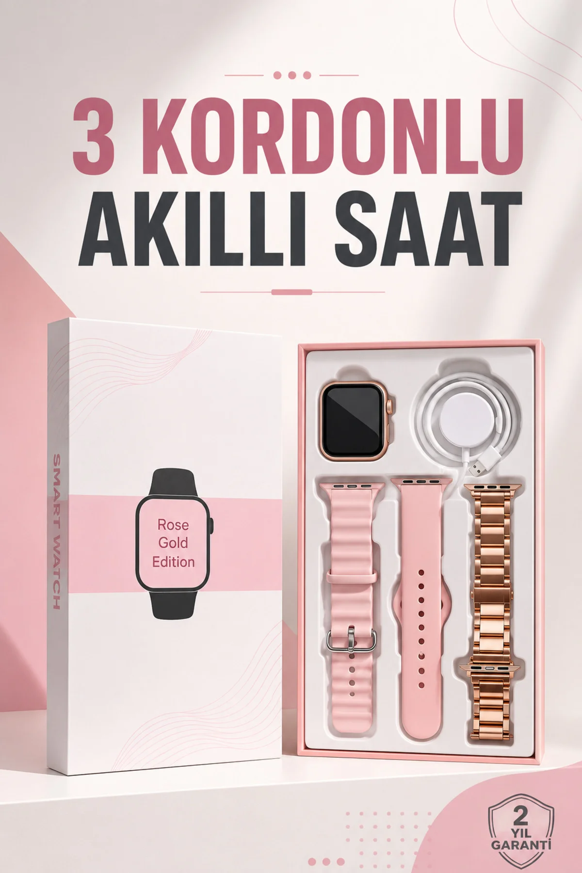 Akıllı Saat Amoled Ekran 3 Kordonlu Aksesuar Hediyeli Sesli Görüş