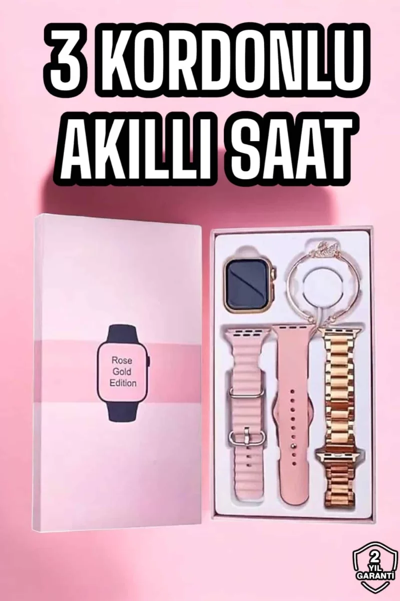 Akıllı Saat Amoled Ekran 3 Kordonlu Aksesuar Hediyeli Sesli Görüş