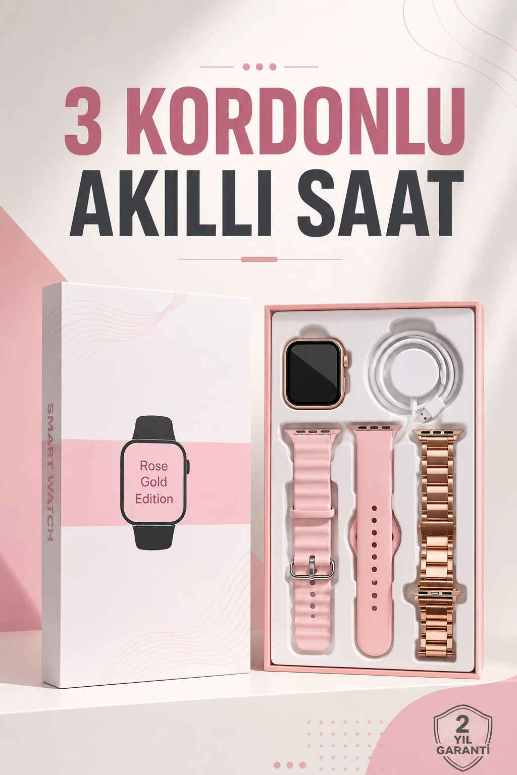 Akıllı Saat Amoled Ekran 3 Kordonlu Aksesuar Hediyeli Sesli Görüşme