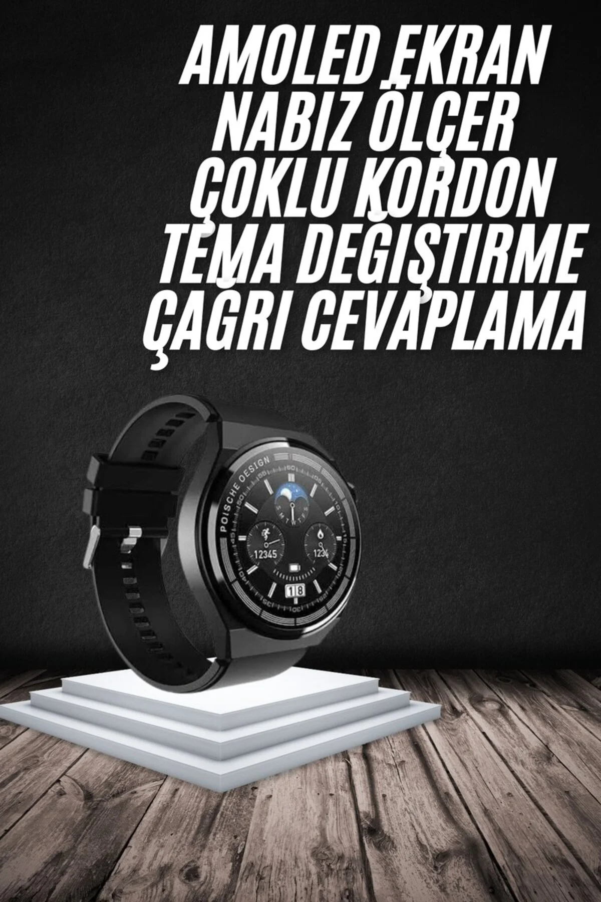 Akıllı Saat AMOLED Ekran Nabız Sensörü GPS Uyumlu Adımsayar