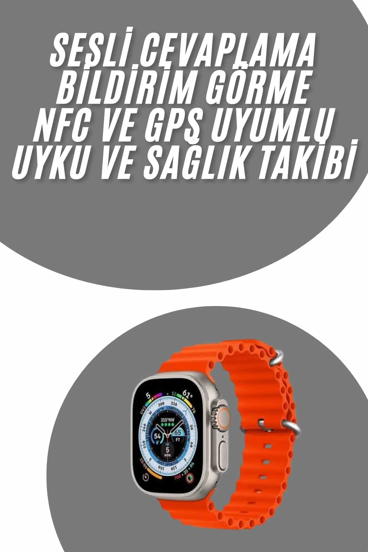 Akıllı Saat Android ve İOS Uyumlu 49 MM NFC Özelliği GPS Takibi