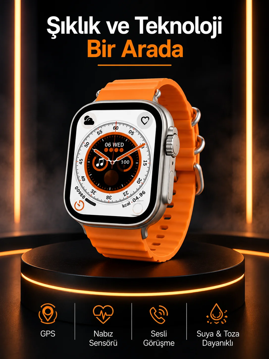 Akıllı Saat Android ve İOS Uyumlu 49 MM NFC Özelliği GPS Takibi Yeni Nesil