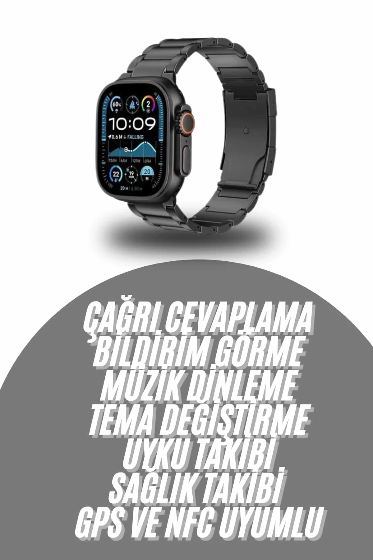 Akıllı Saat Arama Konuşma GPS ve NFC Özelliği 3 Kordonlu Amoled E