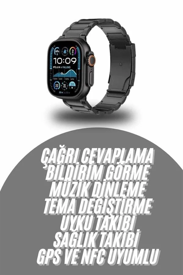 Akıllı Saat: Arama Konuşma ve GPS Özellikli 3 Kordonlu Amoled Ekranlı Su Geçirmez Saat