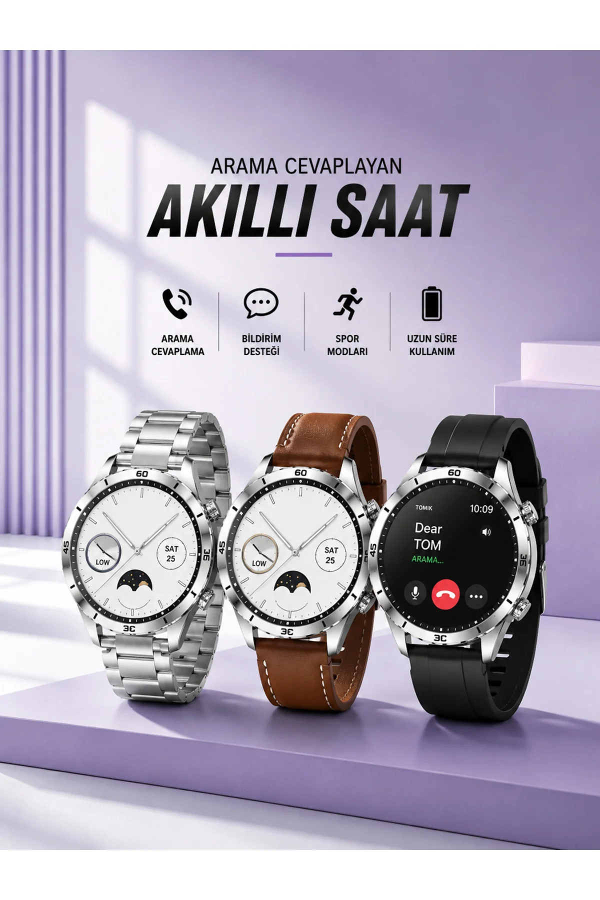 Akıllı Saat Bildirim Görme Sesli Görüşme Çoklu Kordon GPS Takibi
