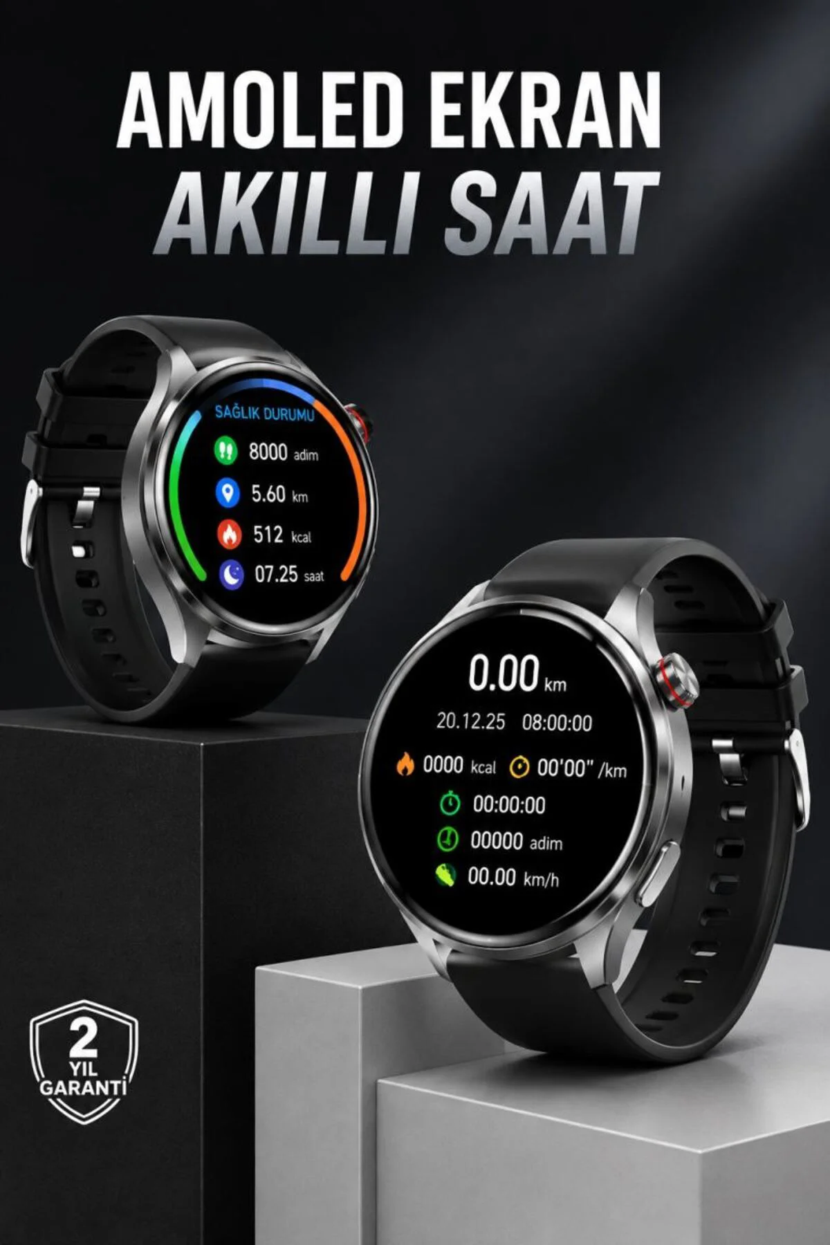 Akıllı Saat Bluetooth Bağlantılı Amoled Ekran Uyku ve Sağlık Takibi