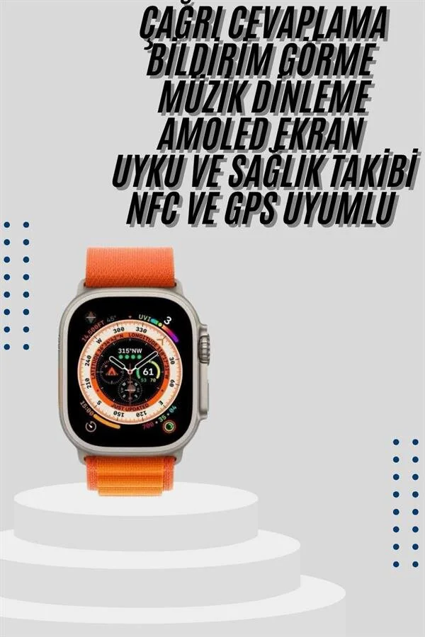 Akıllı Saat Bluetooth Bağlantılı Amoled Ekran 49 MM Kordon ve Kayış