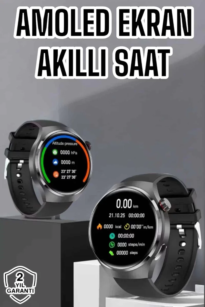 Akıllı Saat Bluetooth Bağlantılı Amoled Ekran Uyku ve Sağlık Taki