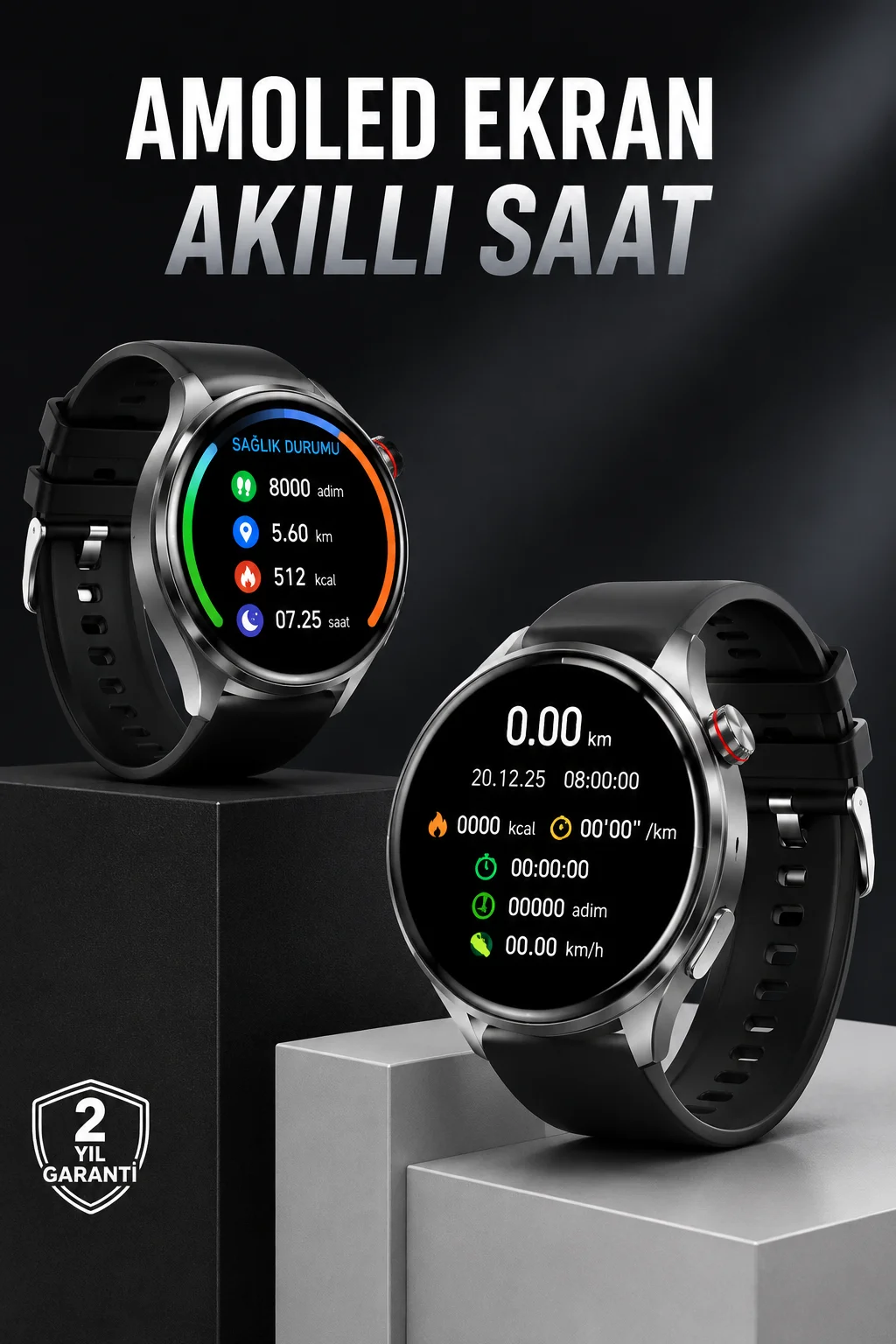 Akıllı Saat Bluetooth Bağlantılı Amoled Ekran Uyku ve Sağlık Takibi