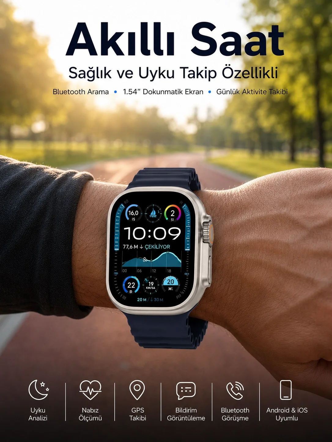 Akıllı Saat Bluetooth Bağlantılı NFC ve GPS Uyumlu Nabız Ölçer Sesli Görüşme Yeni Nesil Fiyatı, Yorumları ve Özellikleri