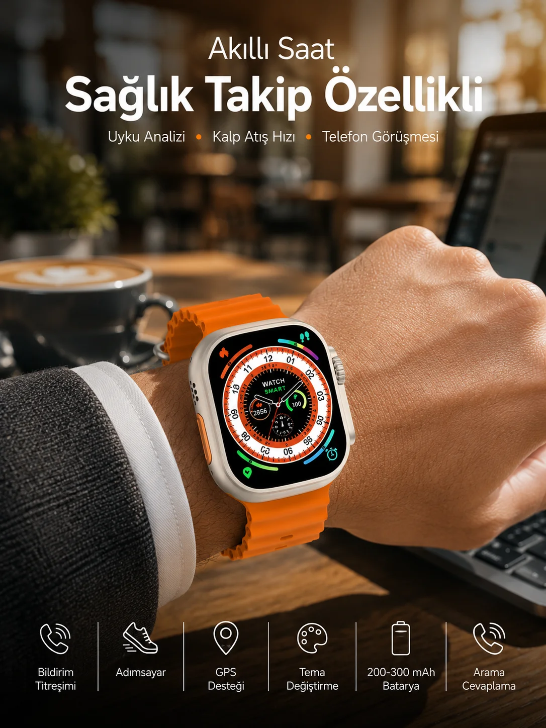 Akıllı Saat Bluetooth Bağlantılı Uyku ve Sağlık Takibi