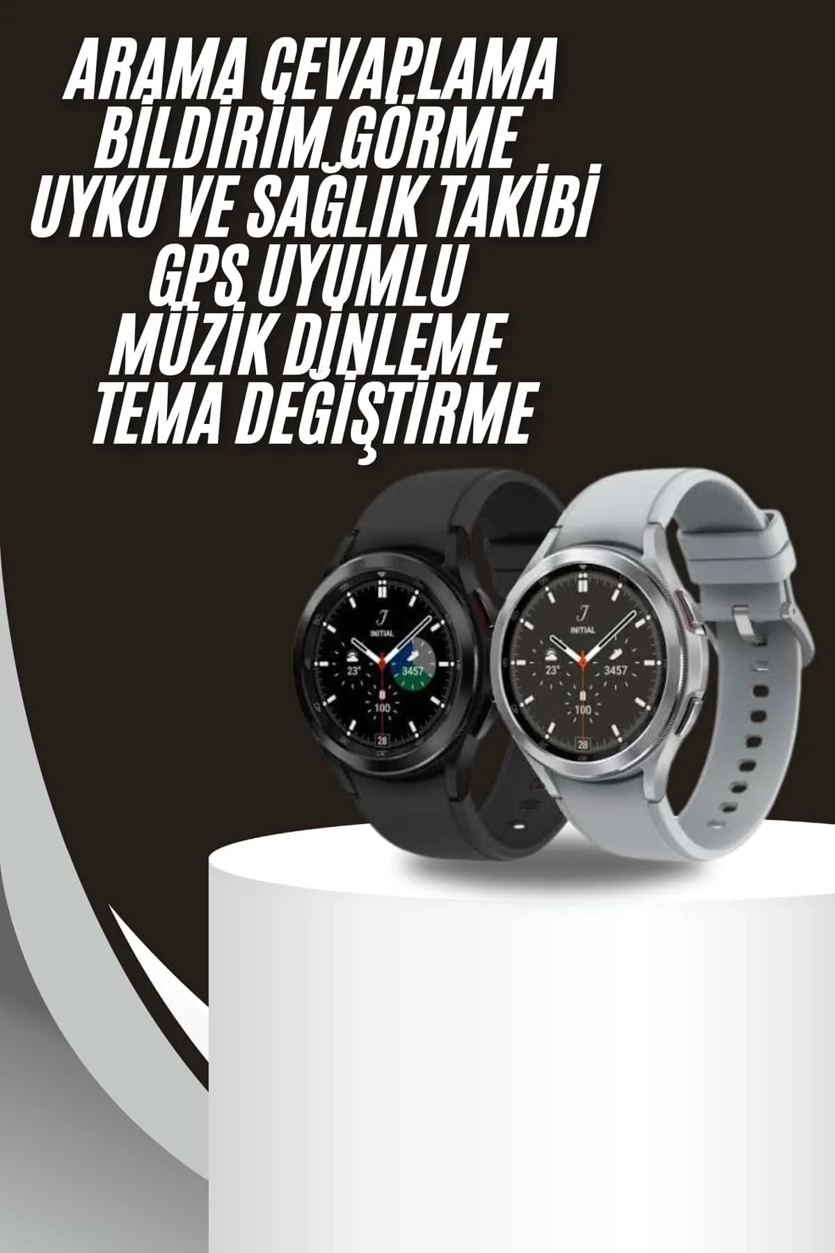 Akıllı Saat Bluetooth Bağlantılı Yuvarlak Ekran Plastik Kordonlu