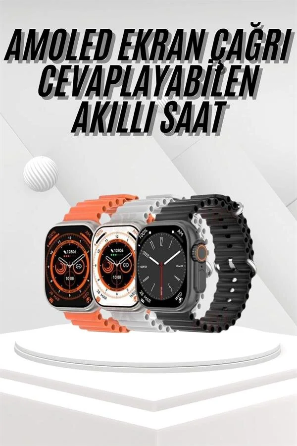 Akıllı Saat Bluetooth Bağlantılı Amoled Ekran 49 MM Kordon ve Kayış