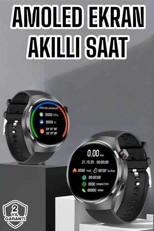 Akıllı Saat Bluetooth Bağlantılı Amoled Ekran Uyku ve Sağlık Taki