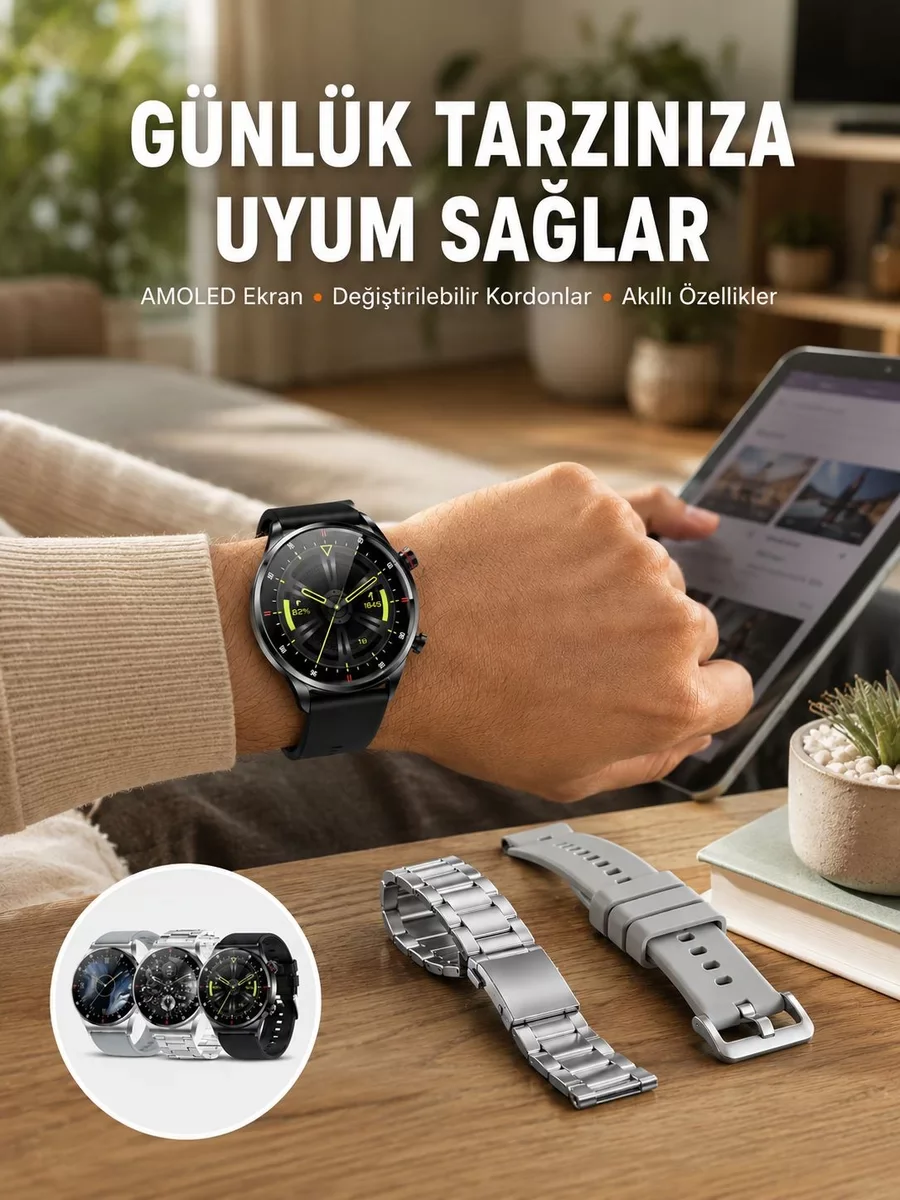 Akıllı Saat Bluetooth Cevaplayıcı - Yeni Nesil Pil Ömrü ve Spor Takibi