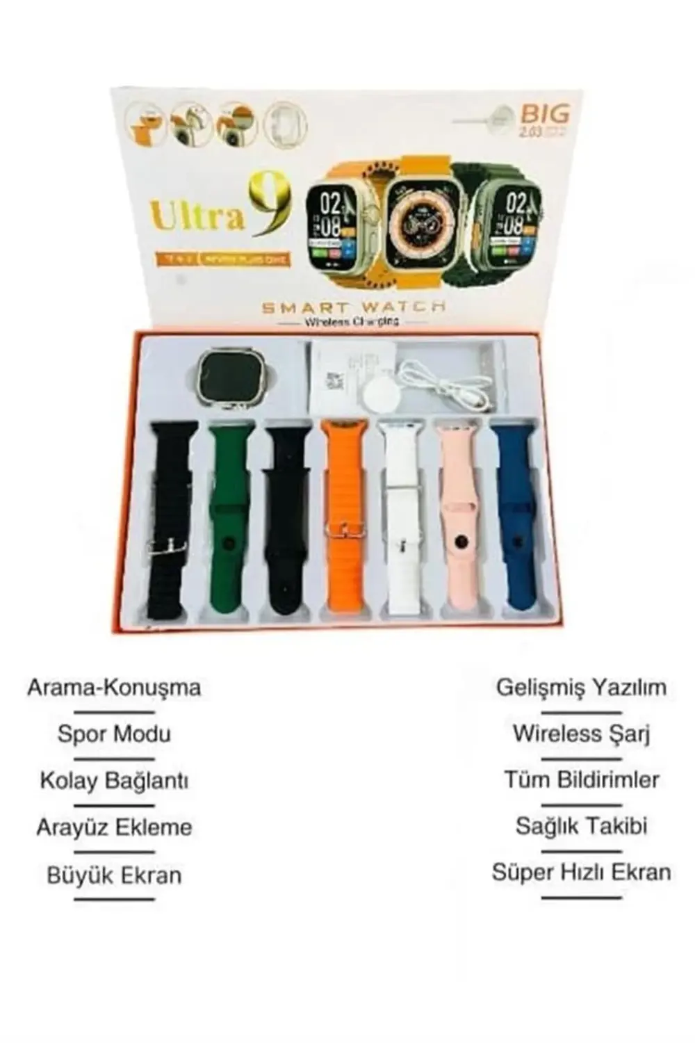 Akıllı Saat Bluetooth Bağlantılı 2.09 İnç HD Ekran ve Çok Yönlü S