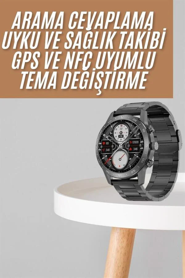 Akıllı Saat Çelik Kordon Amoled Ekran Çağrı Cevaplama NFC Sağlık Takibi
