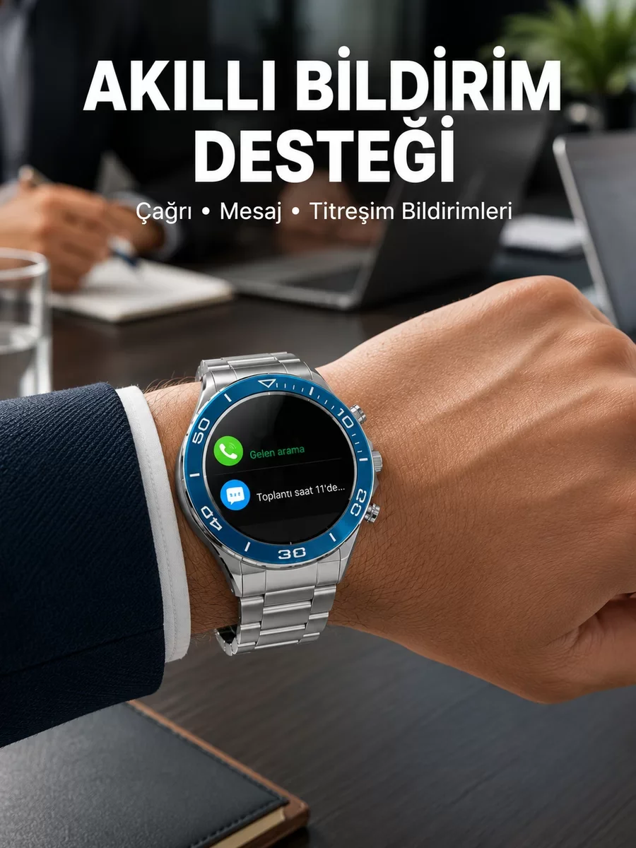 Akıllı Saat - Çelik Kordonlu Amoled Ekran Android ve İOS Uyumlu Çağrı Cevaplayabilen Yeni Nesil
