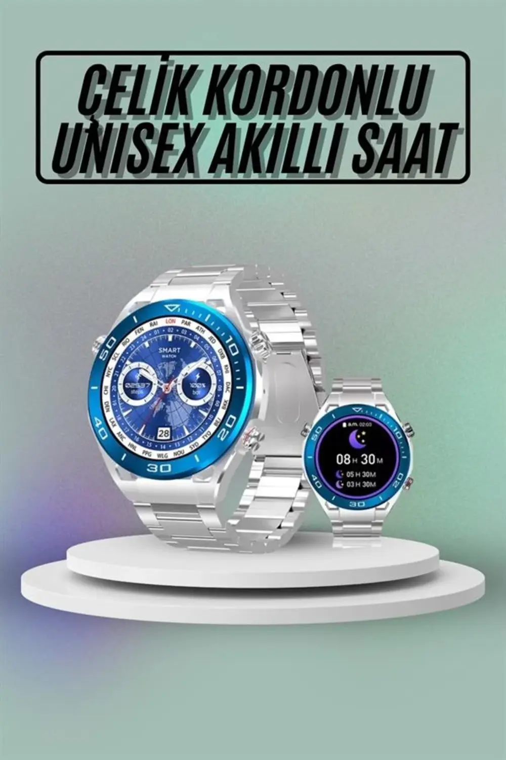 Akıllı Saat Çelik Kordonlu Amoled Ekran Android ve İOS Uyumlu Çağ