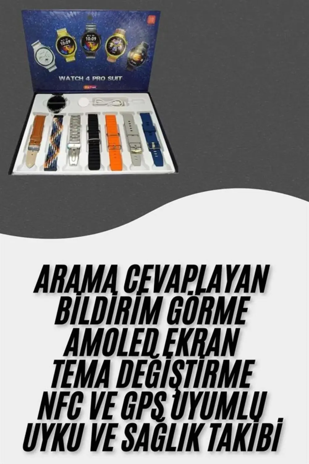 Akıllı Saat Çoklu Kordon Seçenekli Dokunmatik Ekran Nabız Sensörl