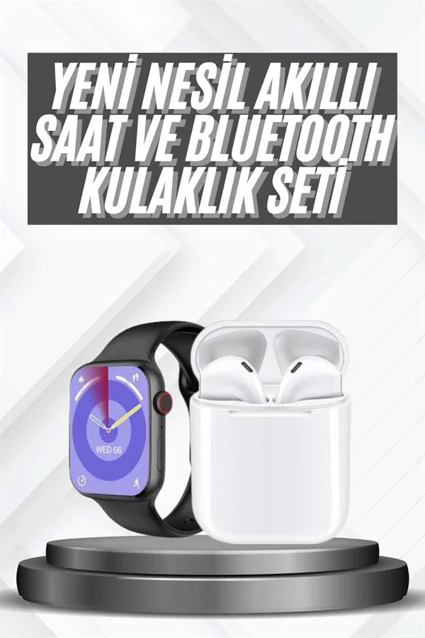 Akıllı Saat Gümüş Kasa Bluetooth Kulaklık Hediyeli Çok Fonksiyonlu İkili Set Akıllı Saat Gümüş Kasa Bluetooth Kulaklık Hediyeli Çok Fonksiyonlu İkili Set