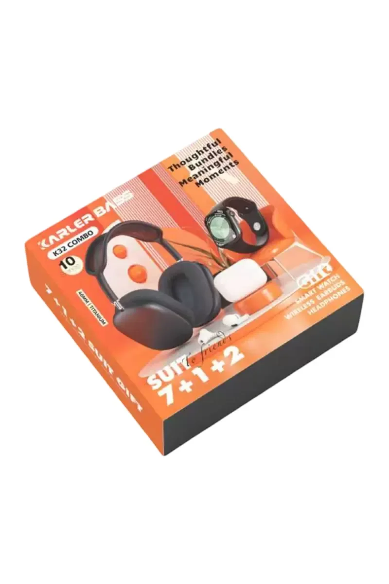 Akıllı Saat & Kablosuz Kulaklık Seti - 7 Yedek Kordon, Kalp Atışı & Uyku Takibi, Airpods Tarzı Kulaklık ile Uyumlu