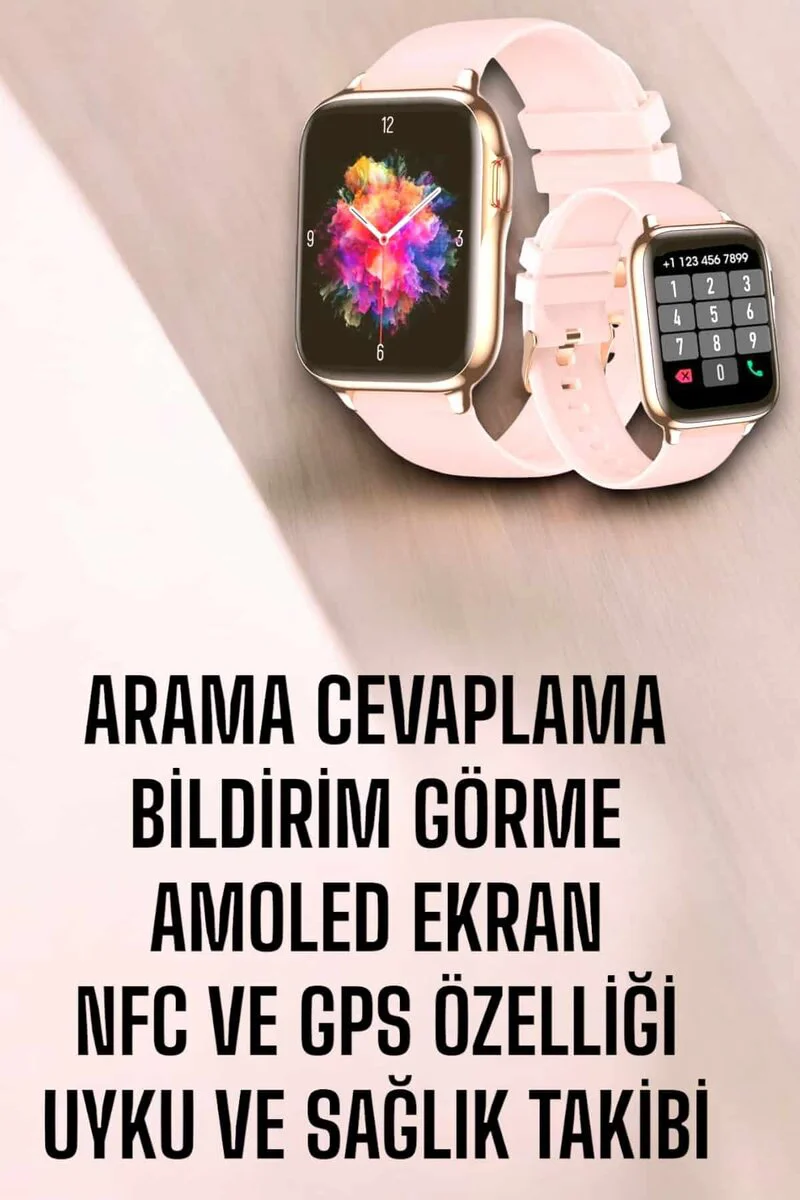 Akıllı Saat Kadınlara Uyku Ve Sağlık Takibi Yapabilen Rose Gold Bileklik Hediyeli