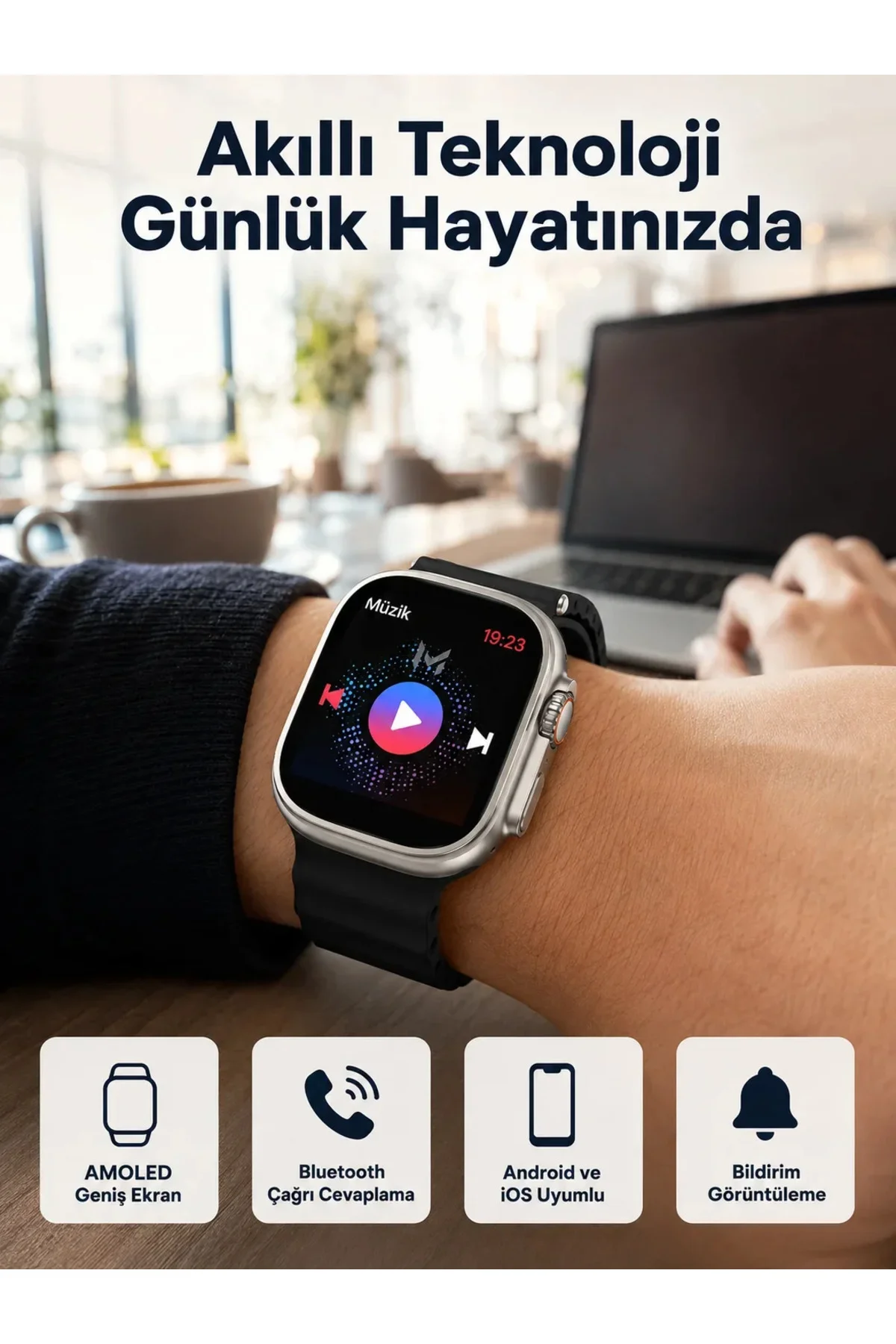 Akıllı Saat Kol Saati Android ve İOS Uyumlu Nabız Ölçer Sesli Asistan Akıllı Saat Kol Saati Android ve İOS Uyumlu Nabız Ölçer Sesli Asistan