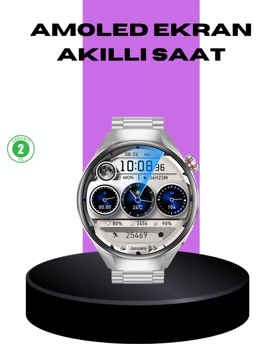 Akıllı Saat Metal Kordonlu Tam Ekran AMOLED – Arama ve Sağlık Takip Özellikli - Lisinya Akıllı Saat Metal Kordonlu Tam Ekran AMOLED – Arama ve Sağlık Takip Özellikli - Lisinya