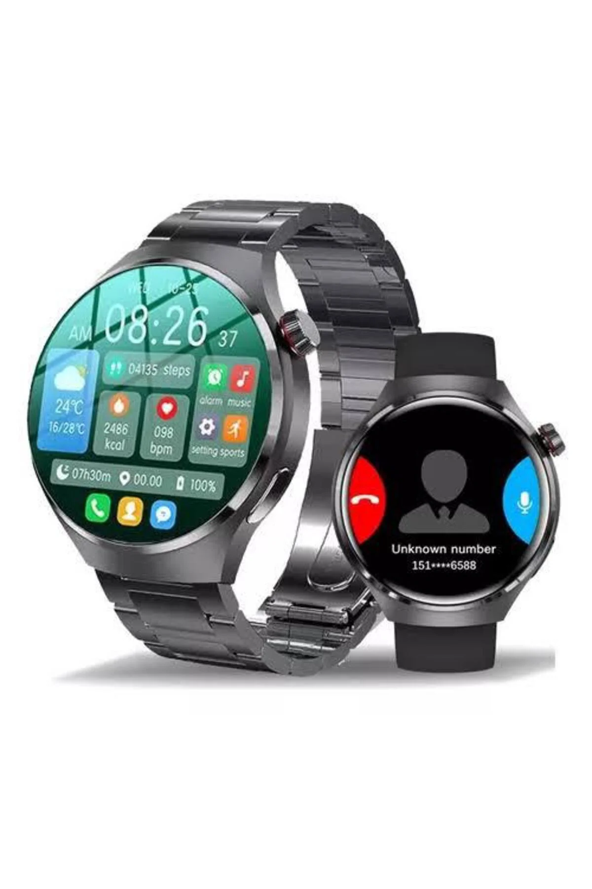 Akıllı Saat Metal Kordonlu GPS ve NFC Uyumlu Arama Cevaplayan