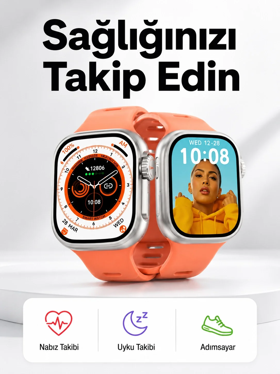 Akıllı Saat Nabız Ölçebilen Yeni Nesil GPS ve Adımsayar Özelliği (Kopya)