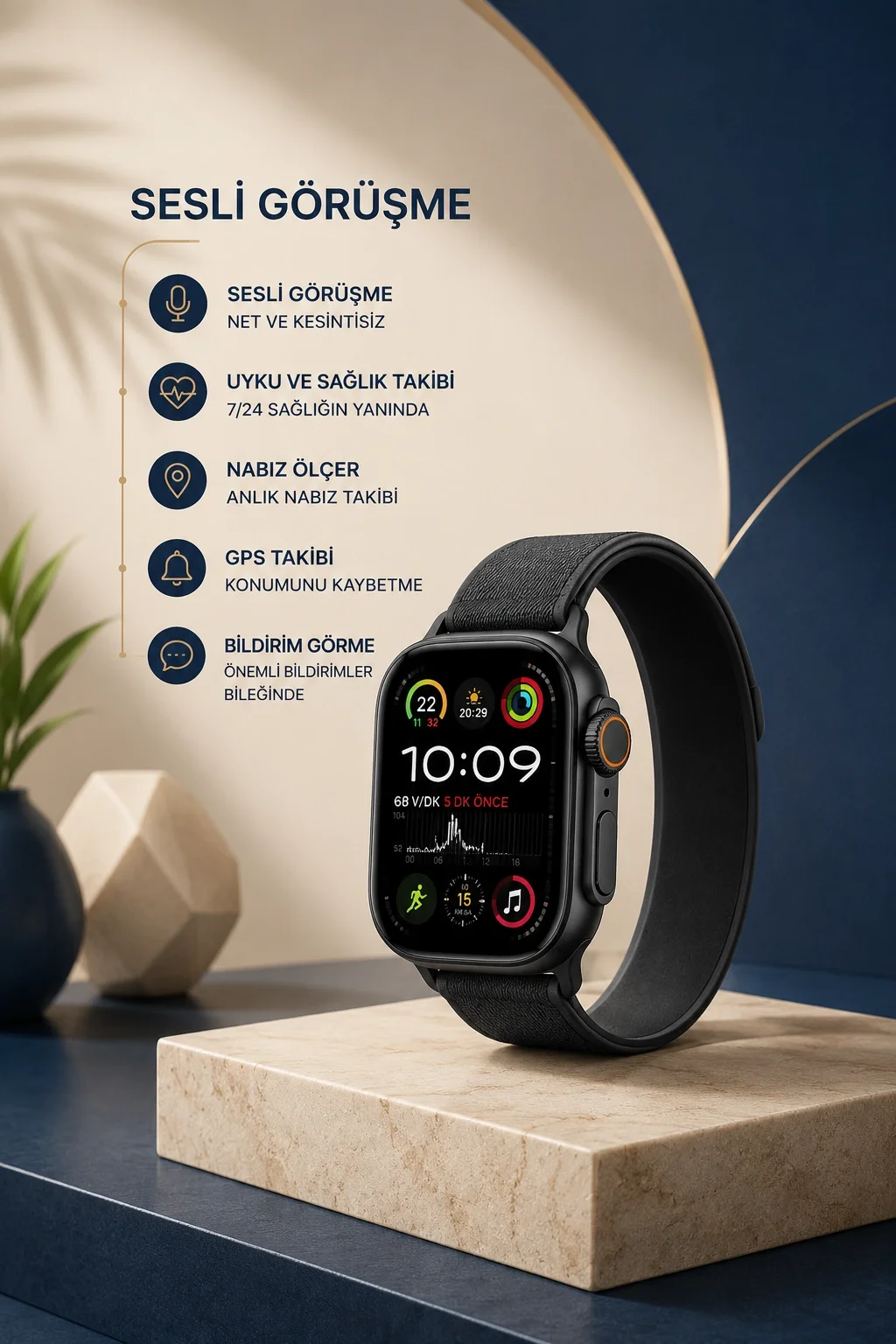 Akıllı Saat Nabız Ölçer Uyku Takibi Adımsayar Alarm ve Hatırlatıcı Çağrı Cevaplama Akıllı Saat Nabız Ölçer Uyku Takibi Adımsayar Alarm ve Hatırlatıcı Çağrı Cevaplama