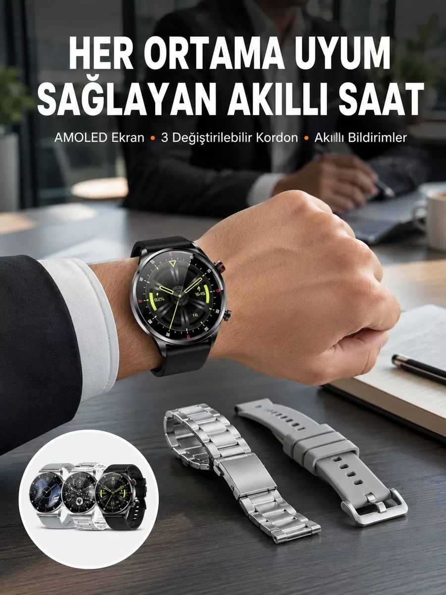 Akıllı Saat Nabız Ölçer Adımsayar Titreşimli Çağrı Cevaplama ve Uyku Takibi