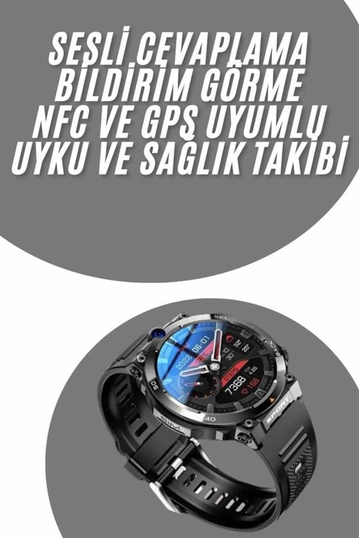 Akıllı Saat Nabız Sensörlü Bildirim Görebilen Spor Modları GPS Ta