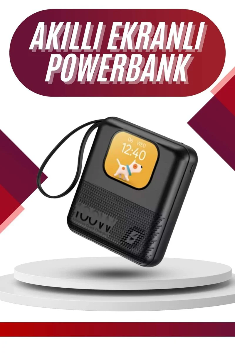 Akıllı Saat Powerbank 10000 Mah 4 Çıkışlı Taşınabilir Dijital Göstergeli
