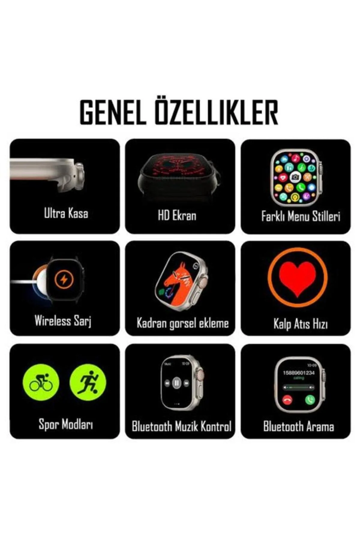 Akıllı Saat - Renk: Gri, Kasa Renk: Gümüş, Kordon Renk: Siyah | Teknik Özellikleri ve Kullanım