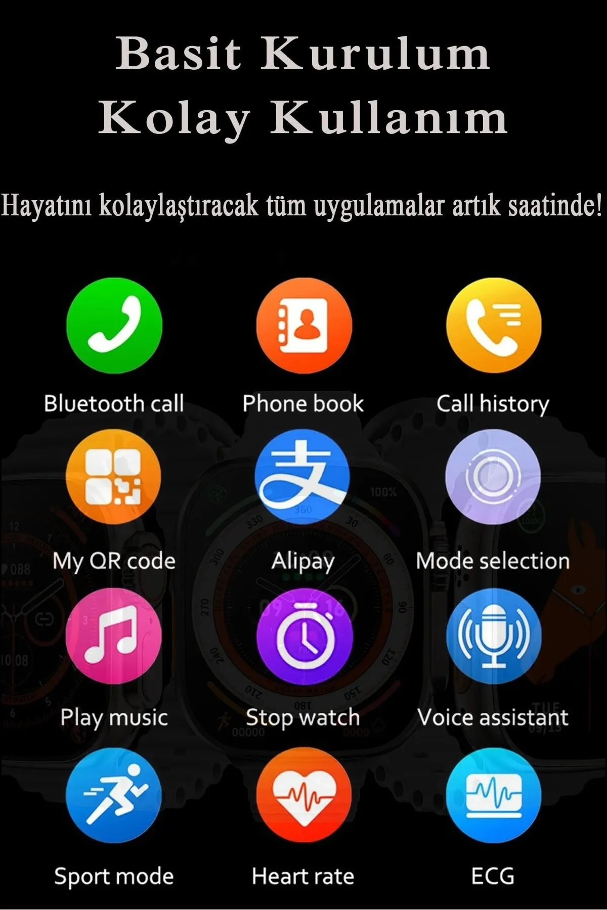 Akıllı Saat - Renk: Siyah, Kasa Renk: Siyah, Kordon Renk: Siyah | Teknik Özellikleri ve Kullanım