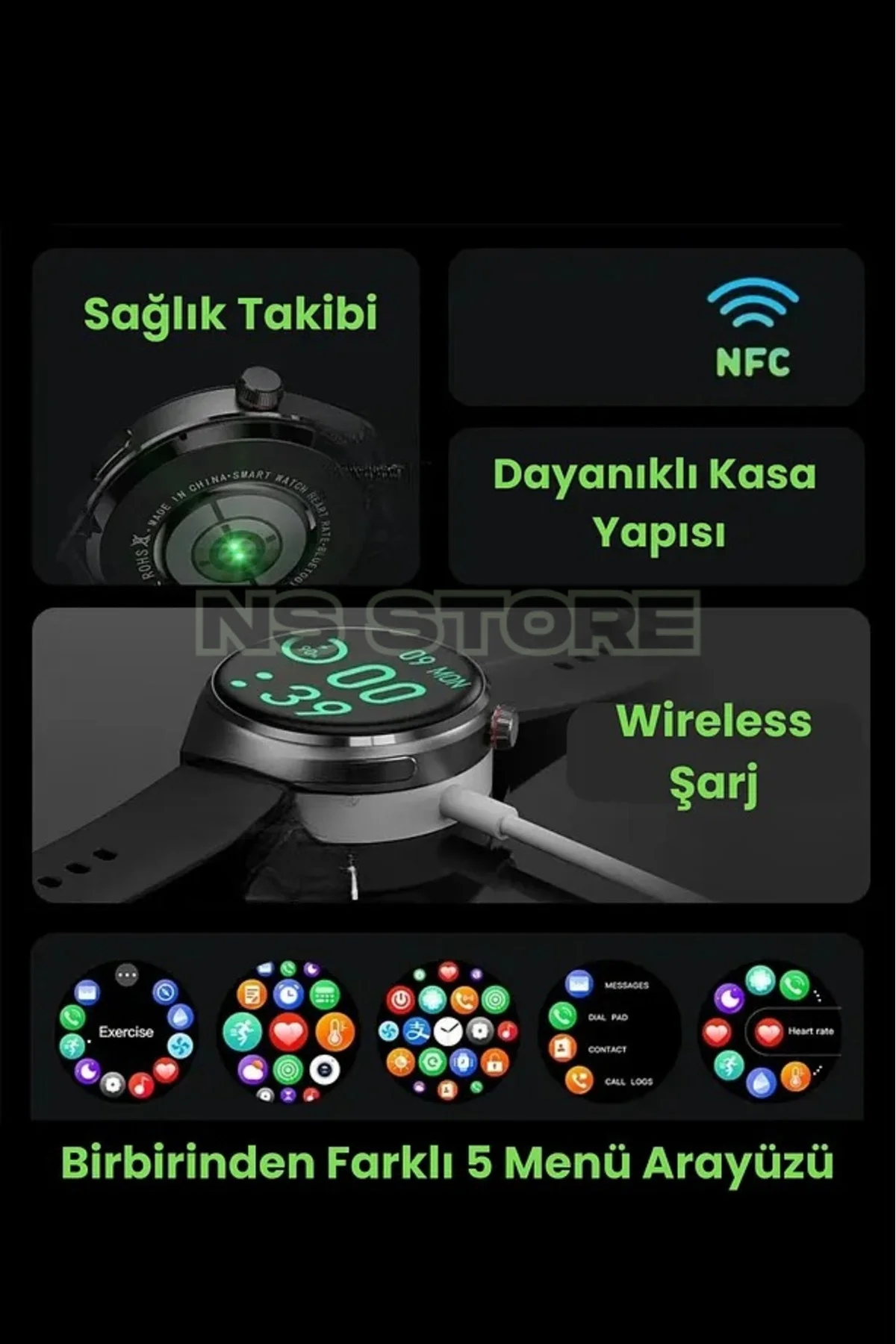 Akıllı Saat - Renk: Siyah, Kasa Renk: Siyah, Kordon Renk: Siyah | Teknik Özellikleri ve Kullanım