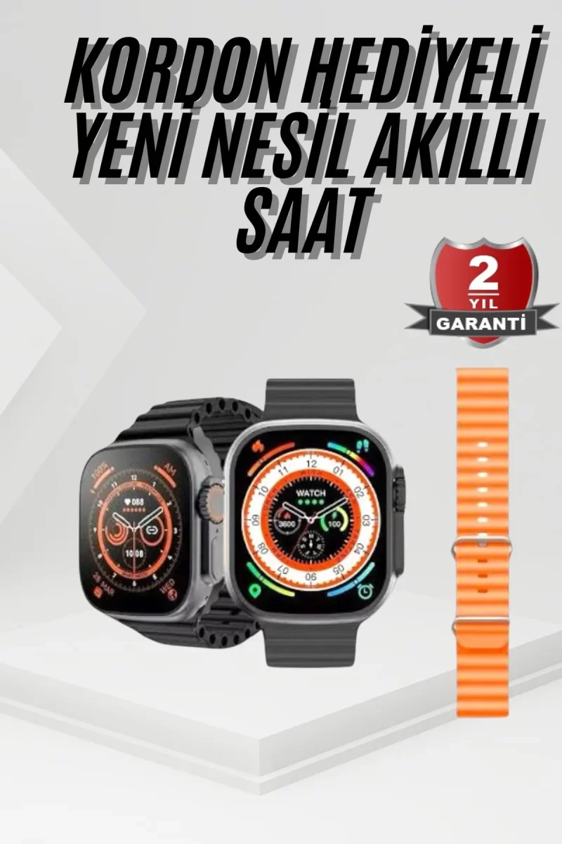 Akıllı Saat Sağlık Takibi Kalp Atışı Adımsayar Ultra Yeni Nesil nefes Egzersizi - Lisinya
