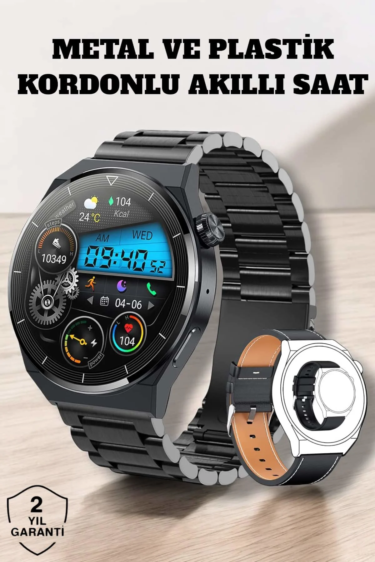 Akıllı Saat Sağlık ve Fitness Takibi Bluetooth Bağlantılı Dokunmatik Ekran