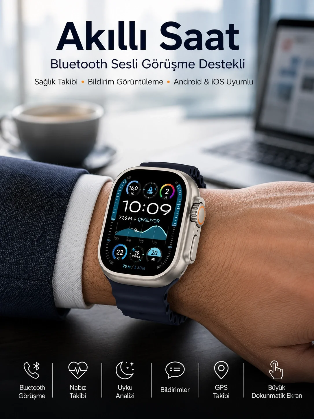 Akıllı Saat Sesli Görüşme Titreşimli GPS Bağlantısı Müzik Dinleme Sosyal Medya Bildirimleri Yeni Nesil Fiyatı, Yorumları ve Özellikleri
