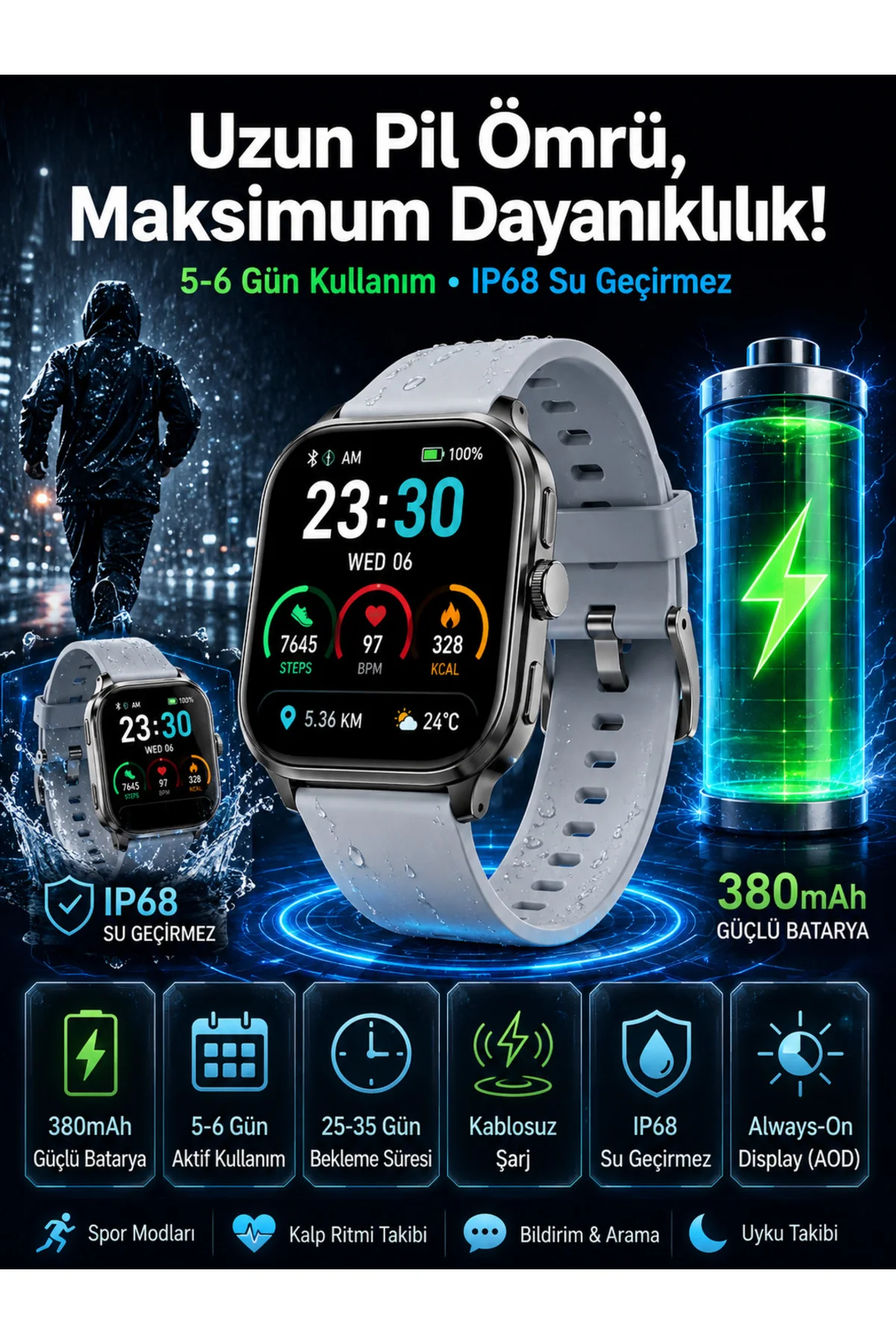 Akıllı Saat Sesli Görüşme Bluetooth Bağlantılı Kablosuz Şarj Özelliği Yeni Nesil Akıllı Saat Sesli Görüşme Bluetooth Bağlantılı Kablosuz Şarj Özelliği Yeni Nesil