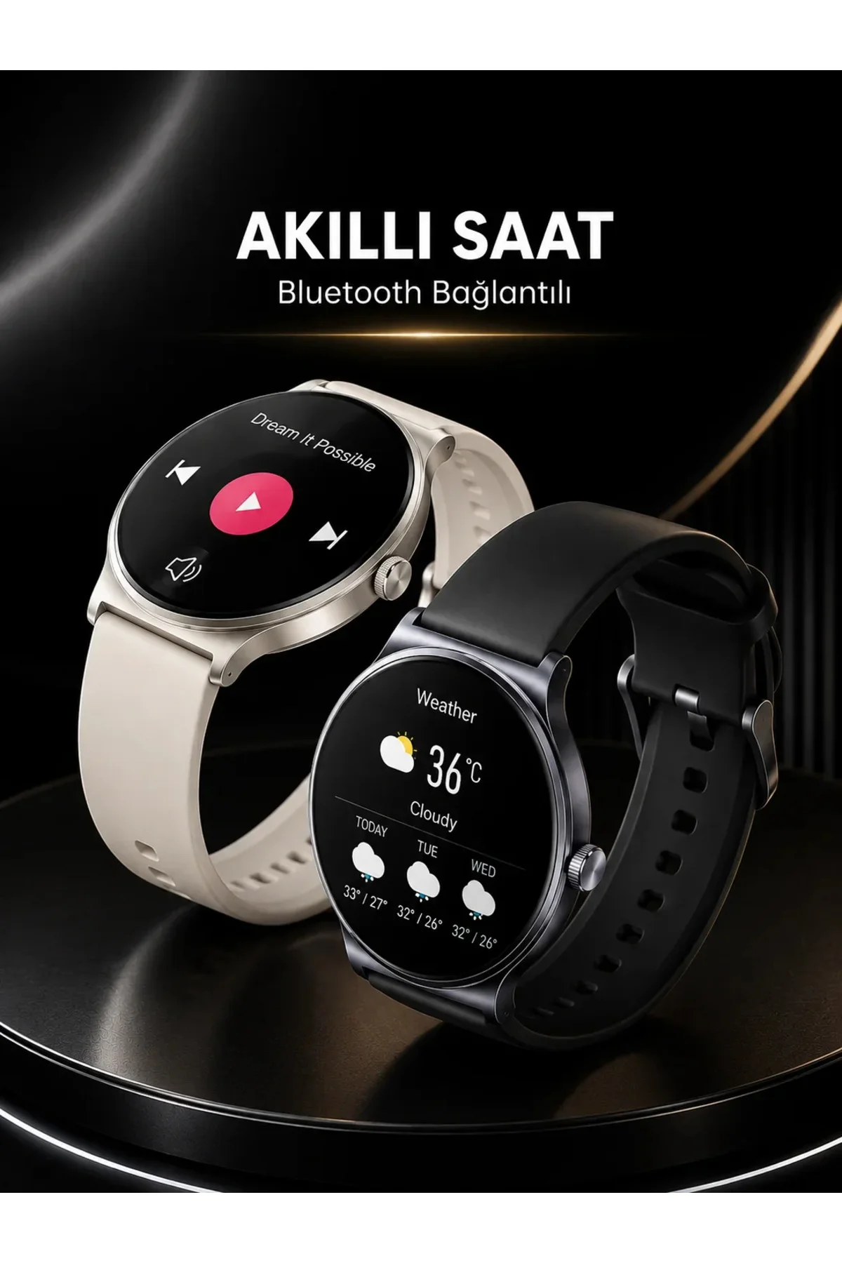 Akıllı Saat Sesli Görüşme Bluetooth Bağlantılı 3 Kordonlu Akıllı Saat Sesli Görüşme Bluetooth Bağlantılı 3 Kordonlu