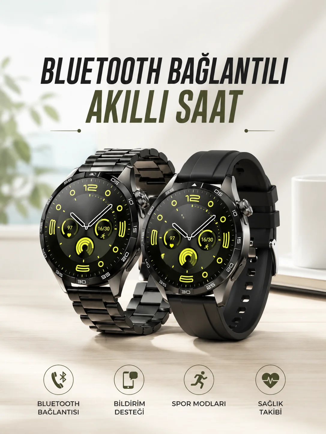 Akıllı Saat Sesli Görüşme, NFC Uyumlu, Bildirim Görme ve Uyku ve Sağlık Takibi