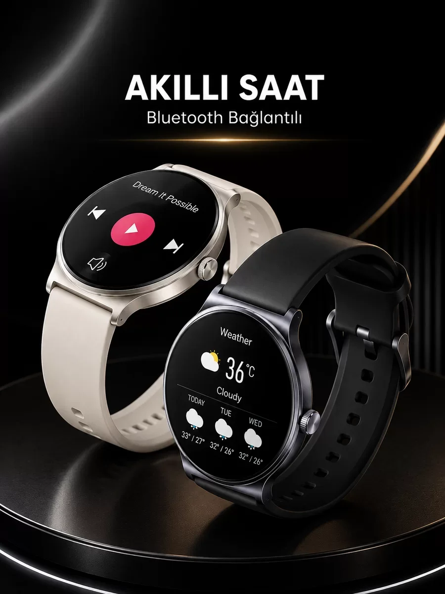 Akıllı Saat Sesli Görüşme Bluetooth Bağlantılı 3 Kordonlu