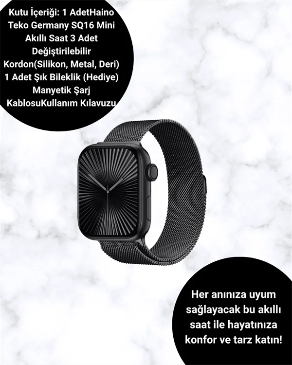 Akıllı Saat SQ-16 Mini Series 10 | Unisex Tasarım, Sağlık ve Spor Takibi