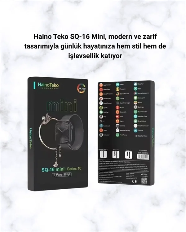 Akıllı Saat SQ-16 Mini Series 10 | Unisex Tasarım, Sağlık ve Spor