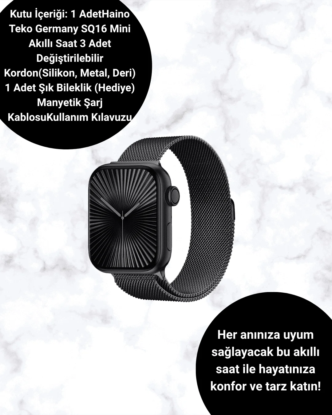 Akıllı Saat SQ-16 Mini Series 10 | Unisex Tasarım, Sağlık ve Spor Takibi