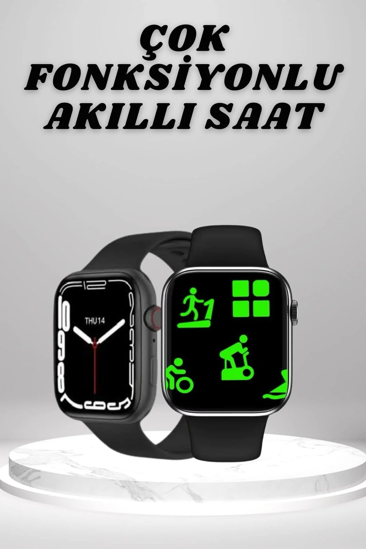 Akıllı Saat Tema Değiştirme Uyku ve Sağlık Takibi Sesli Asistan B