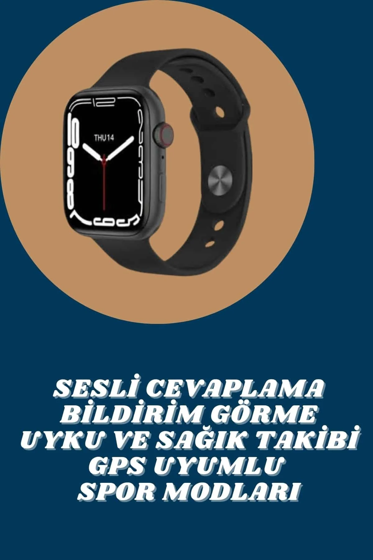 Akıllı Saat Tema Değiştirme Uyku ve Sağlık Takibi Sesli Asistan B